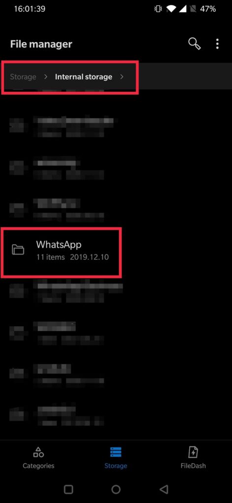 whatsapp folder in internal storage